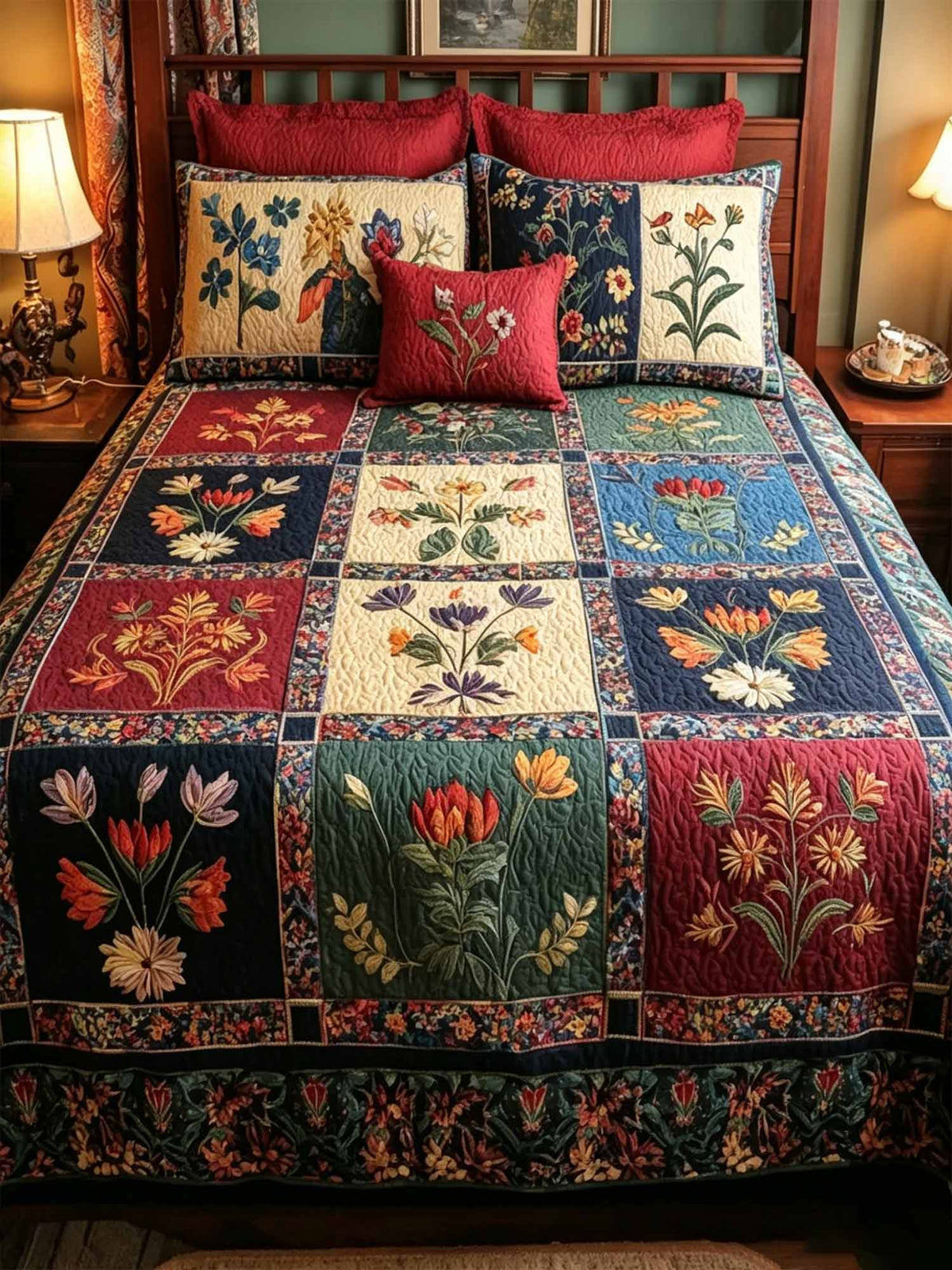 Wildflower Rows 3-Piece Quilted Bedding Set