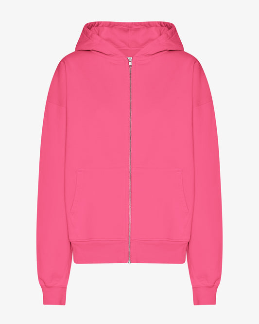Organic Oversized Zip Hood - Bubblegum Pink