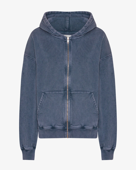 Organic Oversized Zip Hood - Neptune Blue