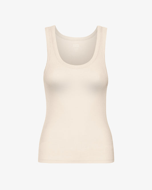 Women Organic Rib Tank Top - Ivory White