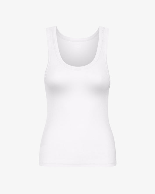 Women Organic Rib Tank Top - Optical White