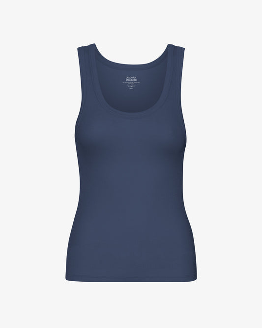 Women Organic Rib Tank Top - Petrol Blue