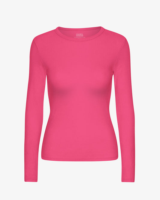 Women Organic Rib LS T-Shirt - Bubblegum Pink