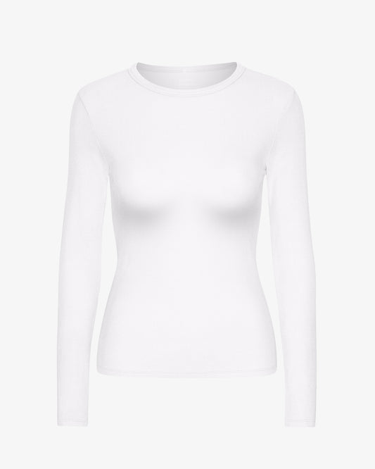Women Organic Rib LS T-Shirt - Optical White