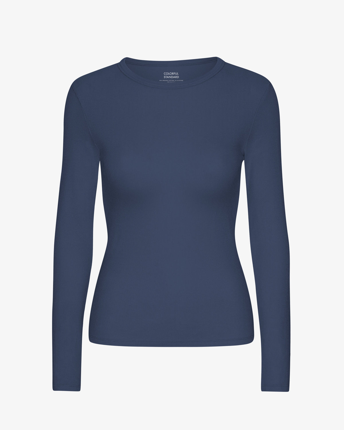 Women Organic Rib LS T-Shirt - Petrol Blue