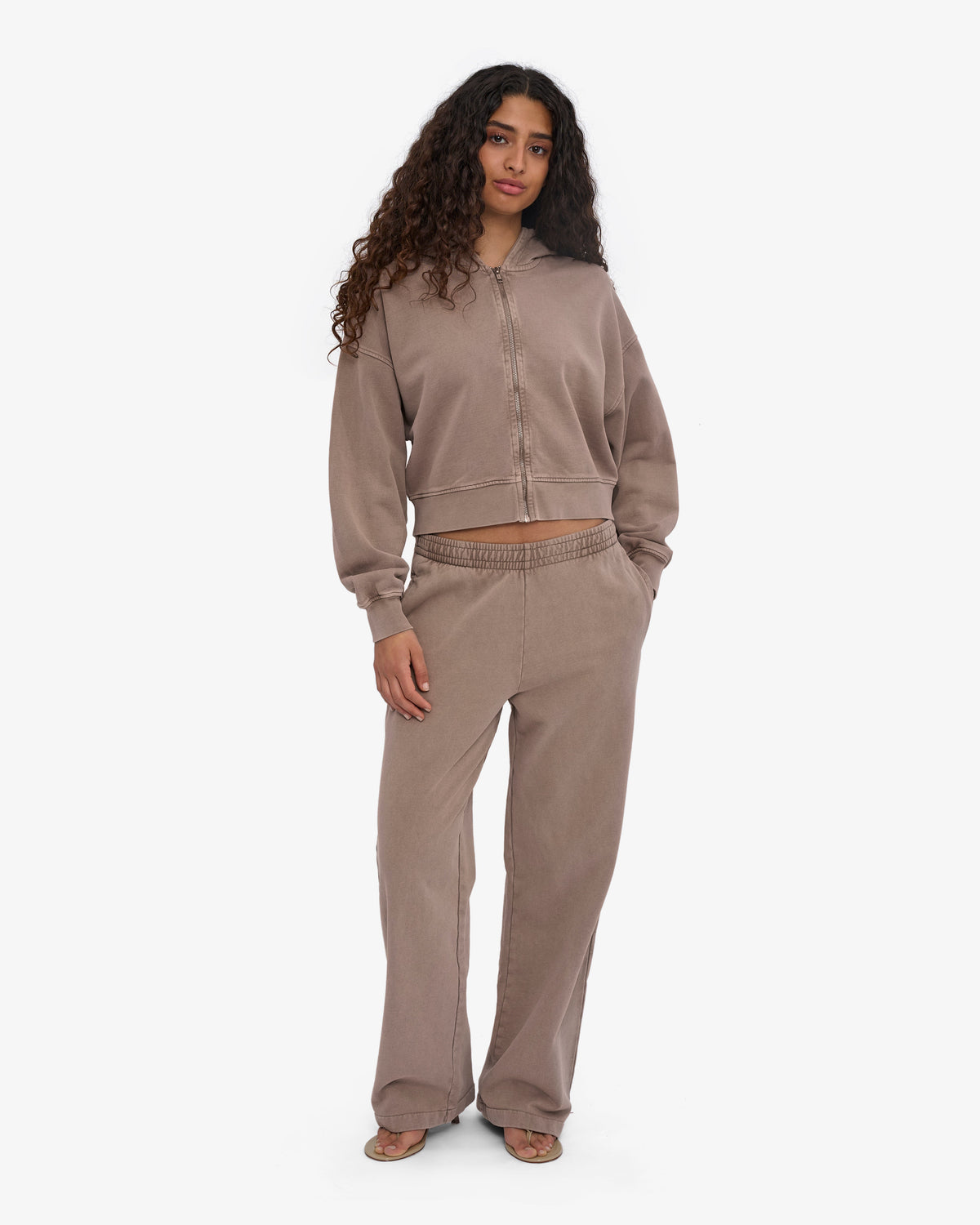 Organic Crop Zip Hood - Faded Khaki