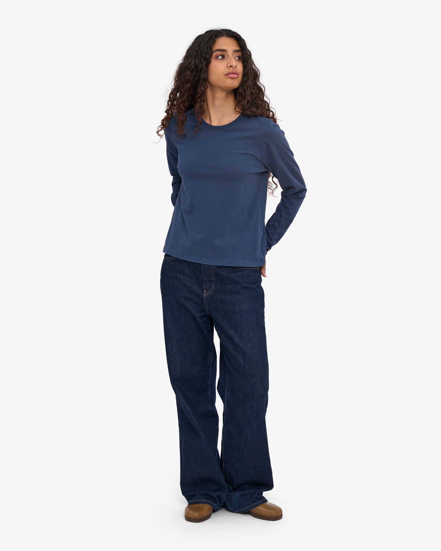Women Organic LS T-Shirt - Petrol Blue