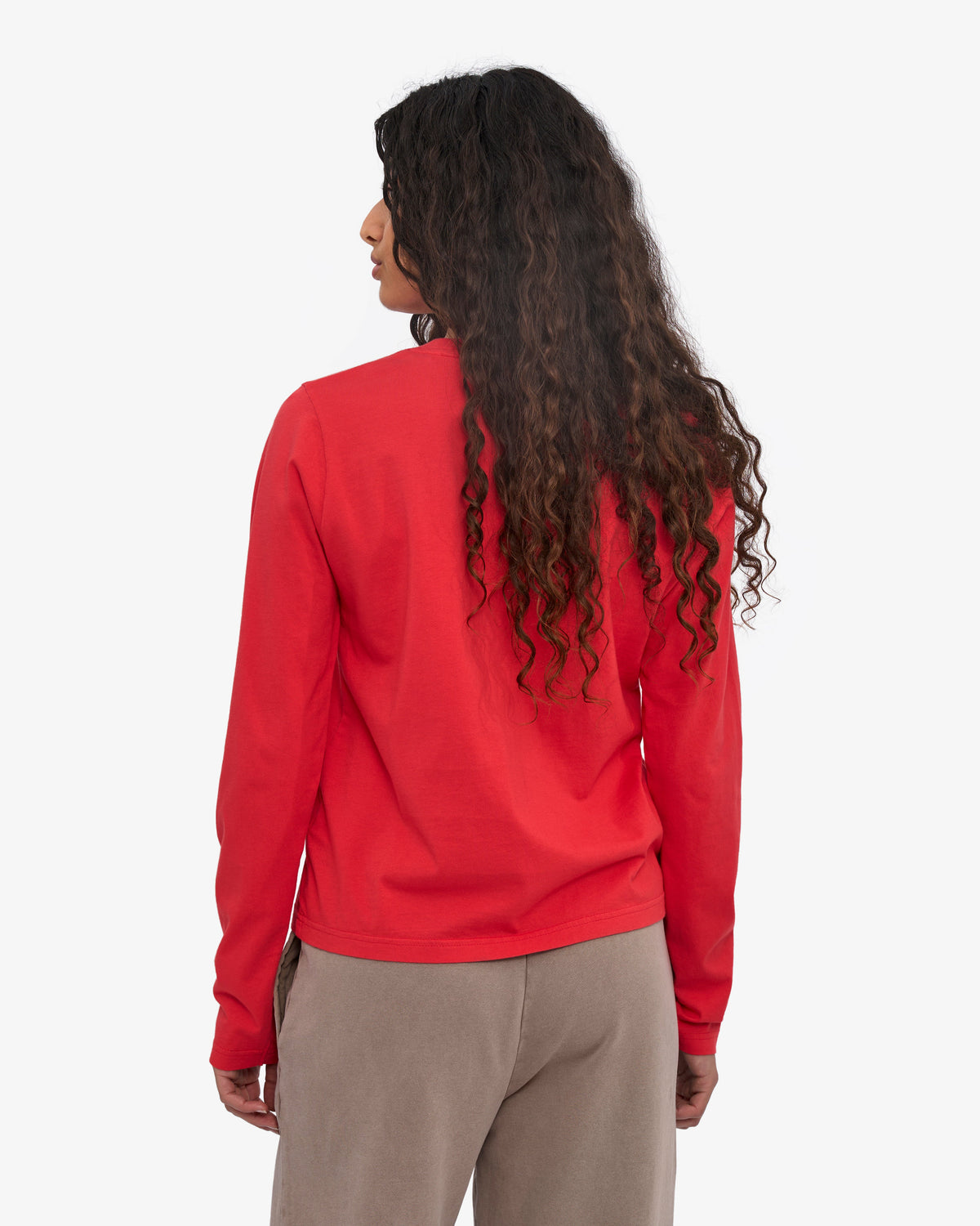 Women Organic LS T-Shirt - Red Tangerine