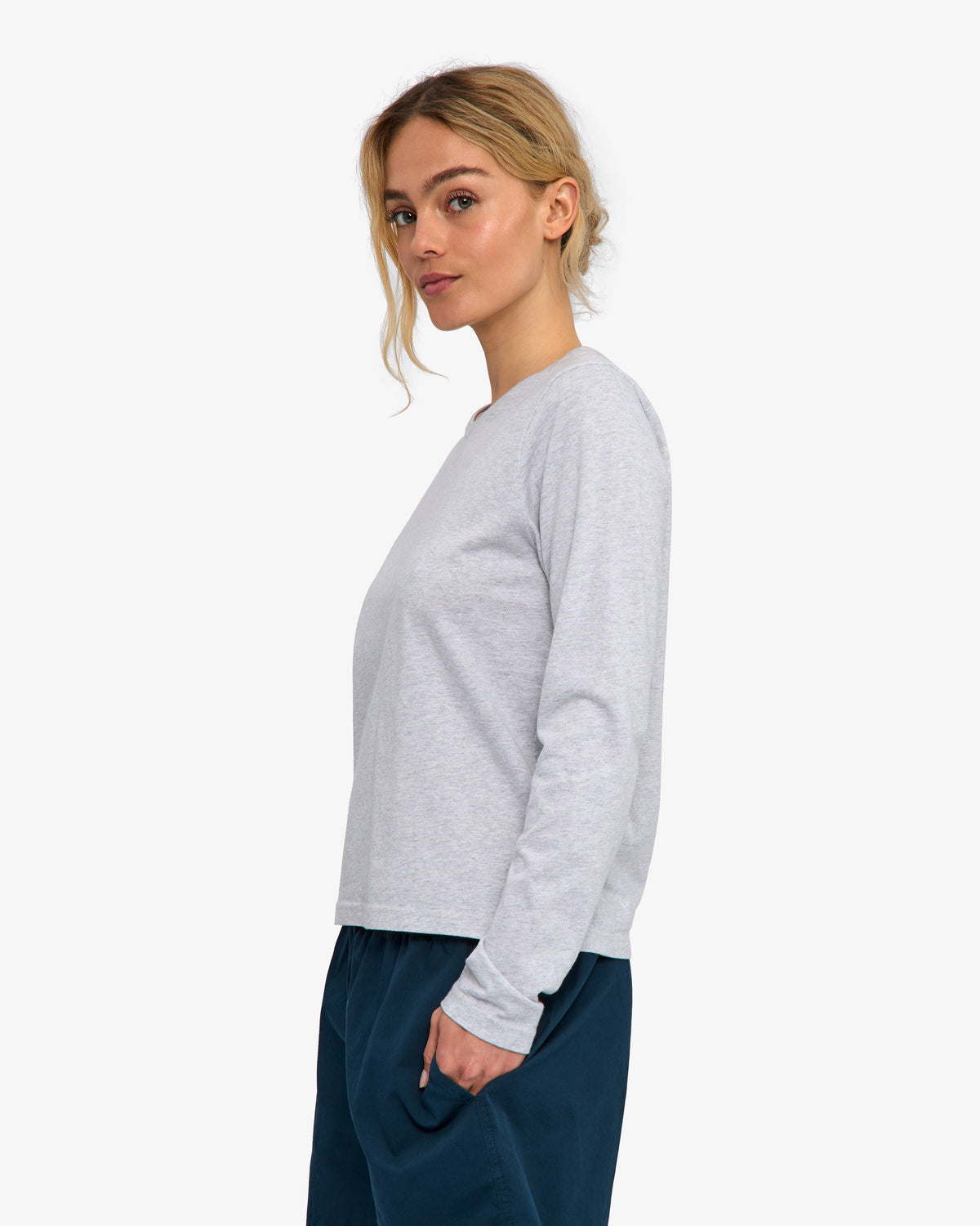 Women Organic LS T-Shirt - Snow Melange