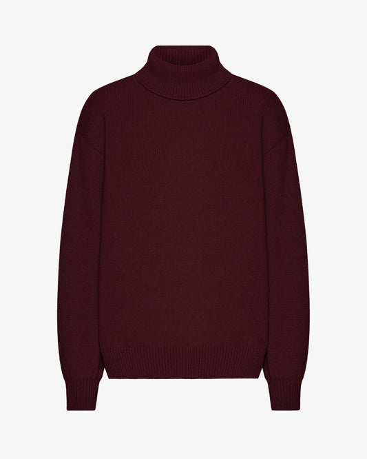 Merino Wool Turtleneck - Oxblood Red