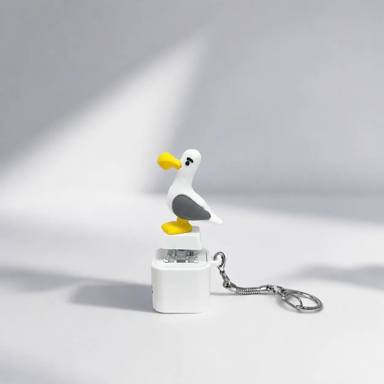 😆Seagull MINE! Button Keychain-Real Sound & LED Light